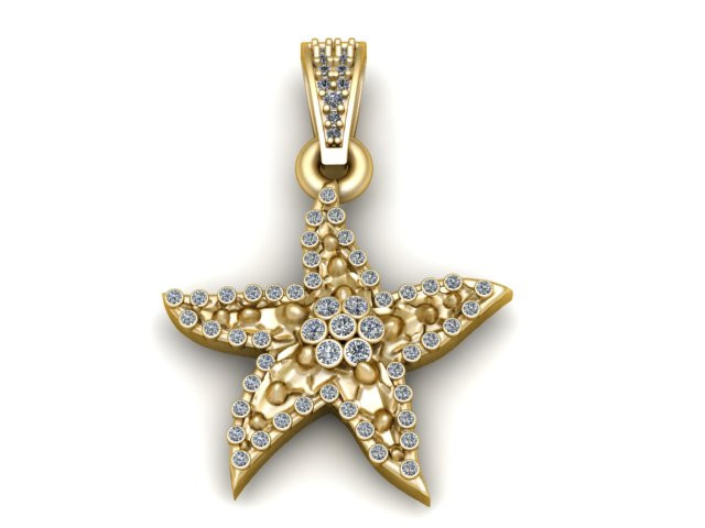 Starfish Pendant Luxury 3D Printable Jewelry Model 3D Print Model .c4d .max .obj .3ds .fbx .stl .blend 