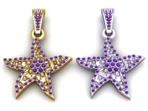 Starfish Pendant Luxury 3D Printable Jewelry Model 3D Print Model