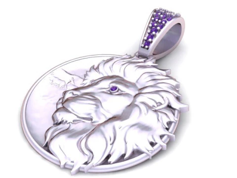 Lion Head Medallion Pendant 3D Printable Jewelry Model 3D Print Model