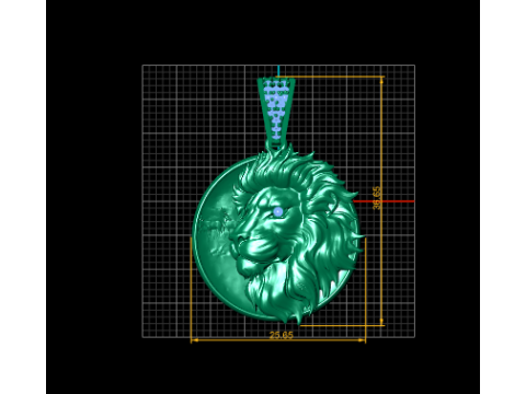 Colgante con medallón de cabeza de león, modelo de joyería imprimible en 3D Modelo de impresión 3D