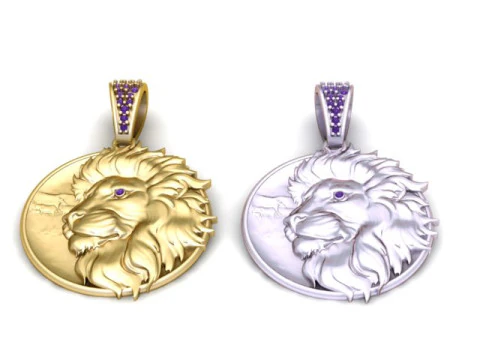 Lion Head Medallion Pendant 3D Printable Jewelry Model 3D Print Model