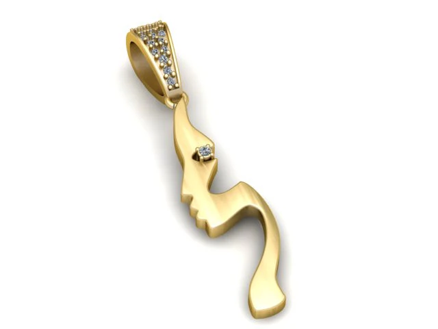 Абстрактная подвеска на женское лицо 3D модель ювелирных изделий для печати 3D Принт Модель .c4d .max .obj .3ds .fbx .stl .blend 