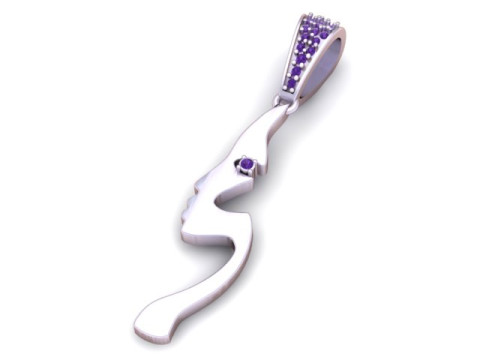 抽象的な女性の顔ペンダント 3D 印刷可能なジュエリー モデル 3Dプリントモデル