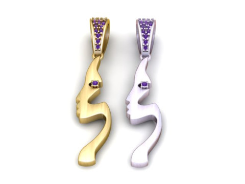 抽象的な女性の顔ペンダント 3D 印刷可能なジュエリー モデル 3Dプリントモデル