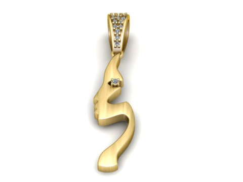 抽象的な女性の顔ペンダント 3D 印刷可能なジュエリー モデル 3Dプリントモデル