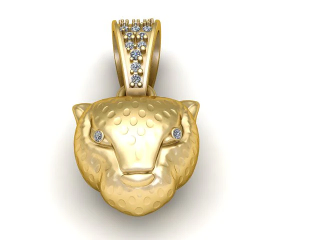 Leopard Head Pendant 3D Printable Jewelry 3D Print Model .c4d .max .obj .3ds .fbx .stl .blend 