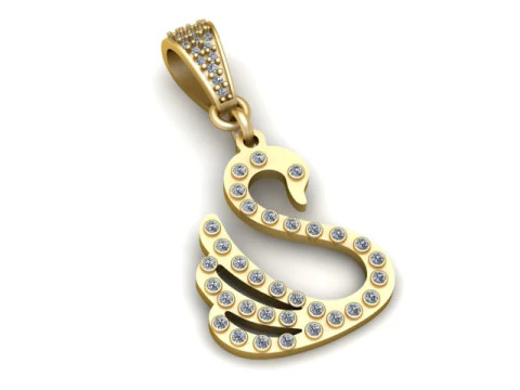 Swan Shape Diamond Pendant 3D Print Model
