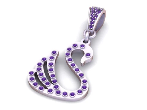 Swan Shape Diamond Pendant 3D Print Model