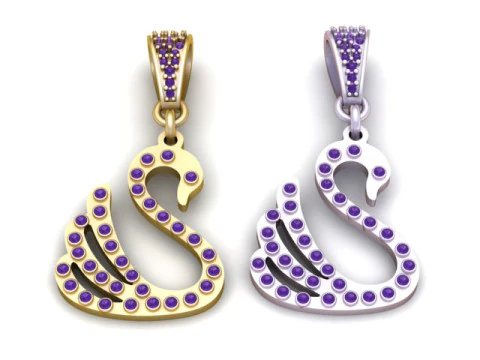 Swan Shape Diamond Pendant 3D Print Model