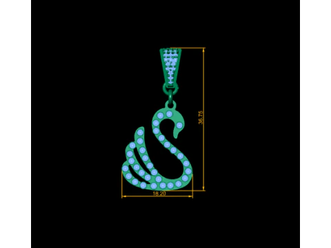 Swan Shape Diamond Pendant 3D Print Model