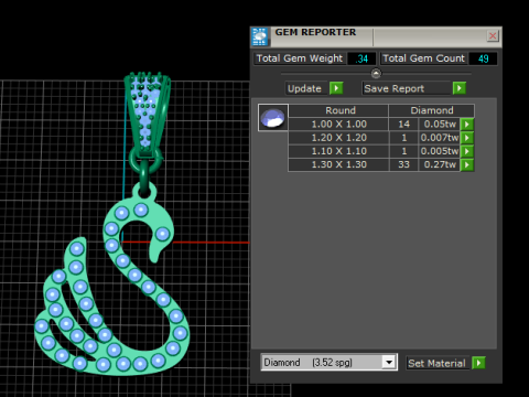 हंस के आकार का हीरा पेंडेंट 3D प्रिंट मॉडल