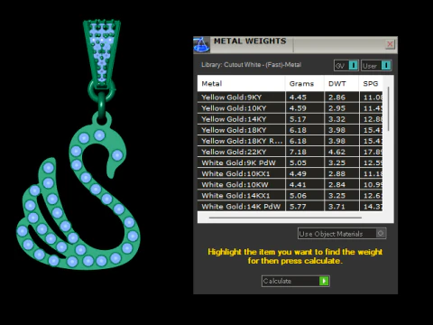 Swan Shape Diamond Pendant 3D Print Model