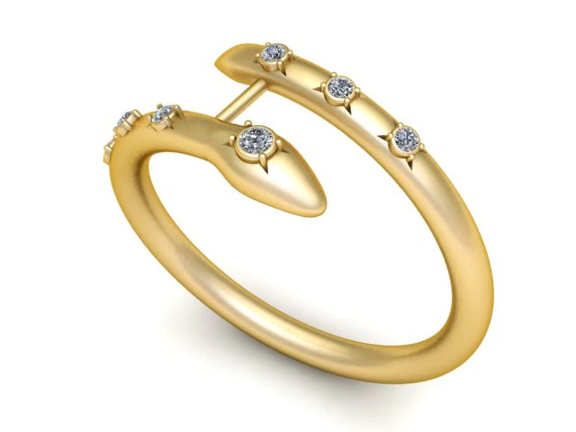 Snake Wrap Ring Diamond Accent 3D Printable Jewelry Model 3D Print Model .c4d .max .obj .3ds .fbx .stl .blend 