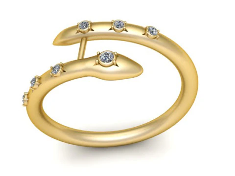 Snake Wrap Ring Diamond Accent 3D Printable Jewelry Model 3D Print Model