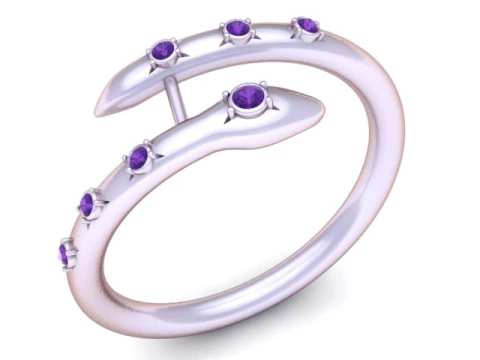 Snake Wrap Ring Diamond Accent 3D Printable Jewelry Model 3D Print Model