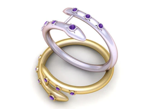 Snake Wrap Ring Diamond Accent 3D Printable Jewelry Model 3D Print Model