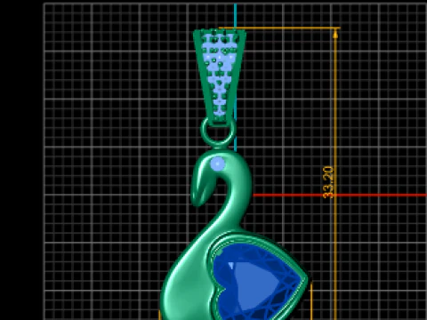 Swan Heart Gemstone Pendant 3D Print Model