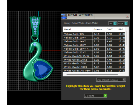 스완 하트 원석 펜던트 3D 프린트 모델