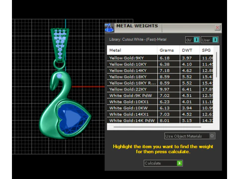 Swan Heart Gemstone Pendant 3D Print Model