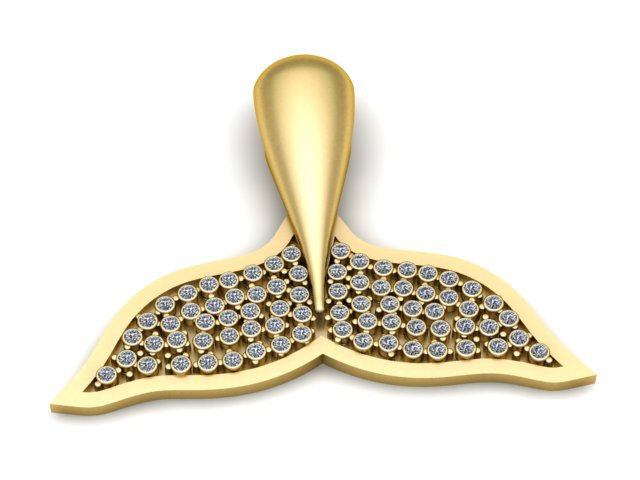 Whale Tail Diamond Pendant 3D Printable Jewelry Model 3D Print Model .c4d .max .obj .3ds .fbx .stl .blend