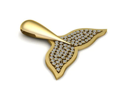 Whale Tail Diamond Pendant 3D Printable Jewelry Model 3D Print Model