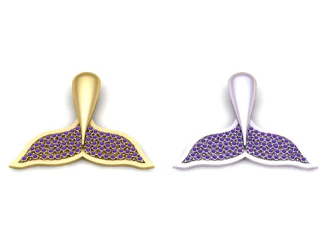 Whale Tail Diamond Pendant 3D Printable Jewelry Model 3D Print Model