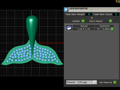 Whale Tail Diamond Pendant 3D Printable Jewelry Model 3D Print Model