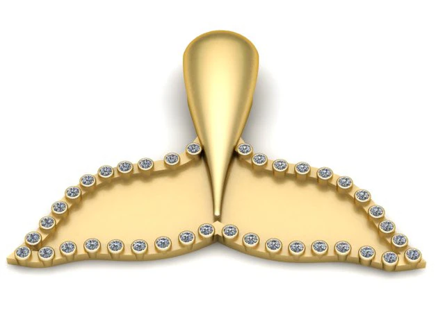 Подвеска с контуром хвоста кита с бриллиантовой каймой 3D-модель ювелирного изделия для печати 3D Принт Модель .c4d .max .obj .3ds .fbx .stl .blend 