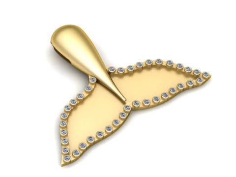 Подвеска с контуром хвоста кита с бриллиантовой каймой 3D-модель ювелирного изделия для печати 3D Принт Модель