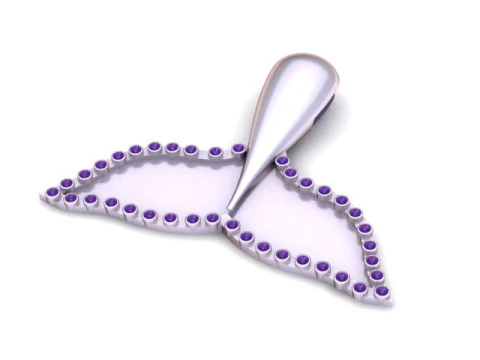 Подвеска с контуром хвоста кита с бриллиантовой каймой 3D-модель ювелирного изделия для печати 3D Принт Модель