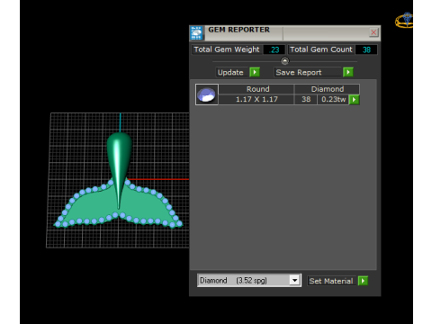 鲸尾轮廓吊坠钻石边框 3D 可打印珠宝模型 3D 打印模型