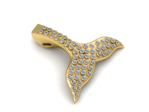 Modelo de joyería imprimible en 3D con colgante de cola de ballena Pav completo Modelo de impresión 3D