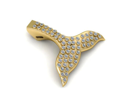 Кулон &laquo;Хвост кита&raquo; Full Pav 3D-модель ювелирного изделия для печати 3D Принт Модель