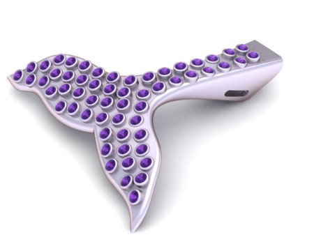 Modelo de joyería imprimible en 3D con colgante de cola de ballena Pav completo Modelo de impresión 3D