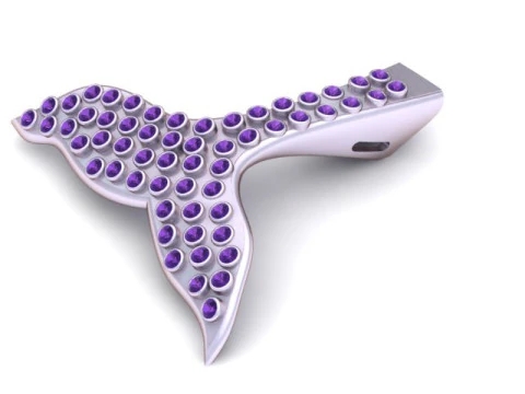 Кулон &laquo;Хвост кита&raquo; Full Pav 3D-модель ювелирного изделия для печати 3D Принт Модель