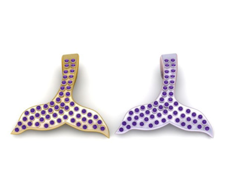 Modelo de joyería imprimible en 3D con colgante de cola de ballena Pav completo Modelo de impresión 3D