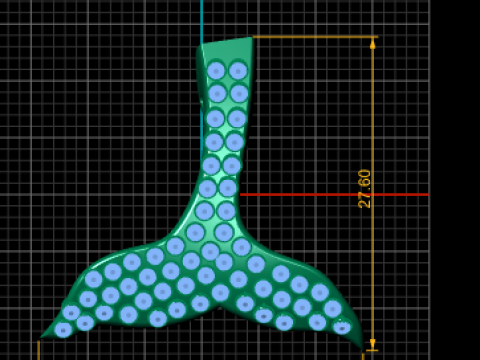 Modelo de joyería imprimible en 3D con colgante de cola de ballena Pav completo Modelo de impresión 3D