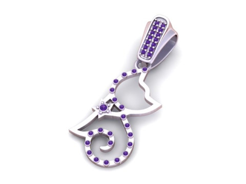Cat Outline Diamond Pendant 3D Printable Jewelry Model 3D Print Model