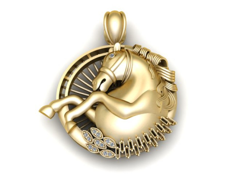 Pendentif cheval majestueux modèle de bijoux de luxe imprimable en 3D Modèles 3D en vedette