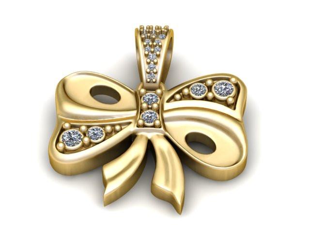 Diamond Bow Knot Pendant 3D Printable Jewelry Model 3D Print Model .c4d .max .obj .3ds .fbx .stl .blend