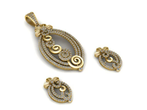 Роскошные спиральные серьги-подвески с бриллиантами, 3D-модель ювелирных изделий для печати 3D Принт Модель