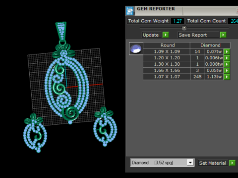 Lüks Spiral Kolye Küpe Seti Pırlanta 3D Yazdırılabilir Takı Modeli 3D Baskı Modeli