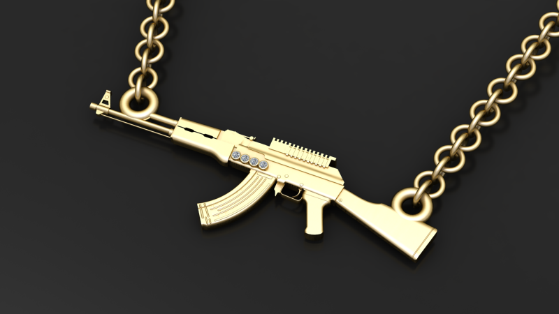 AK Rifle Pendant 3D Printable Jewelry Model 3D Print Model .c4d .max .obj .3ds .fbx .stl .blend