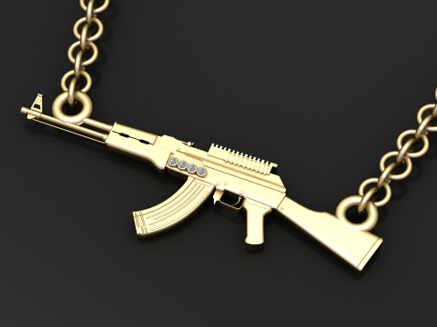 AK Rifle Pendant 3D Printable Jewelry Model 3D Print Model
