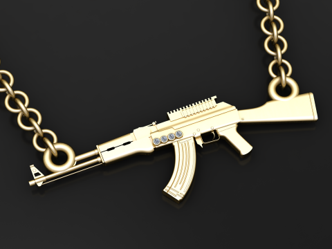 एके राइफल पेंडेंट 3डी प्रिंट करने योग्य आभूषण मॉडल 3D प्रिंट मॉडल