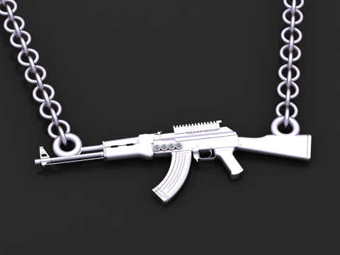 एके राइफल पेंडेंट 3डी प्रिंट करने योग्य आभूषण मॉडल 3D प्रिंट मॉडल