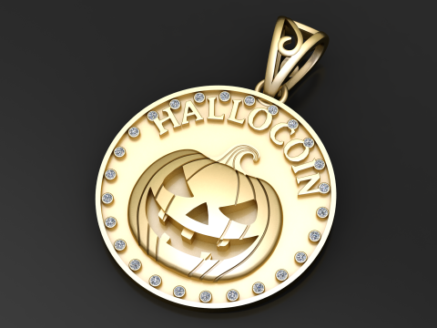 HalloCoin Pompoenhanger 3D-afdrukbaar sieradenmodel 3D printmodel