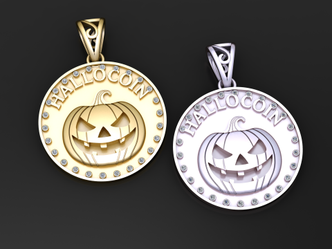 HalloCoin Pompoenhanger 3D-afdrukbaar sieradenmodel 3D printmodel