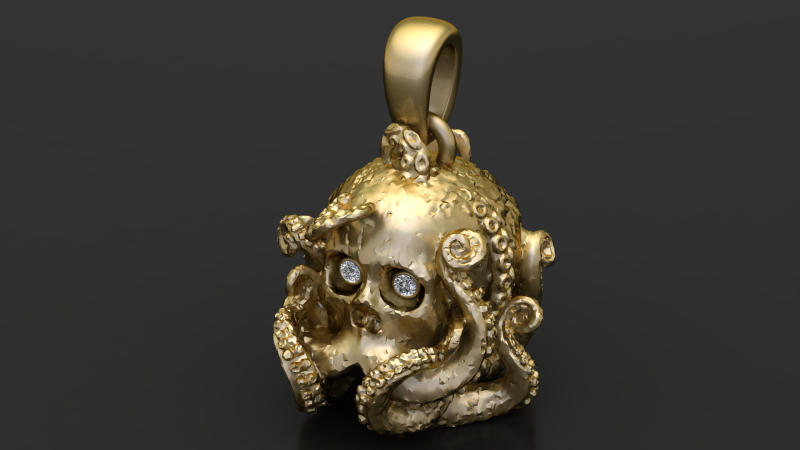 OctoSkull-Anhänger 3D-druckbares Schmuckmodell 3D Druckmodell .c4d .max .obj .3ds .fbx .stl .blend 