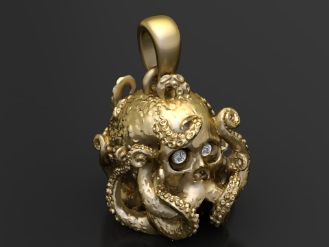 OctoSkull-Anhänger 3D-druckbares Schmuckmodell 3D Druckmodell